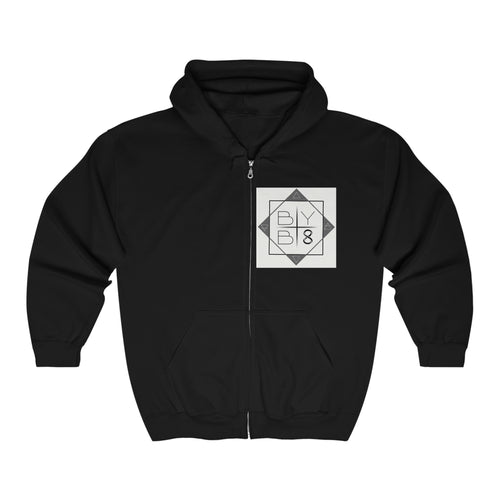 BYB 8 - White Logo Zip Hoodie (with background)