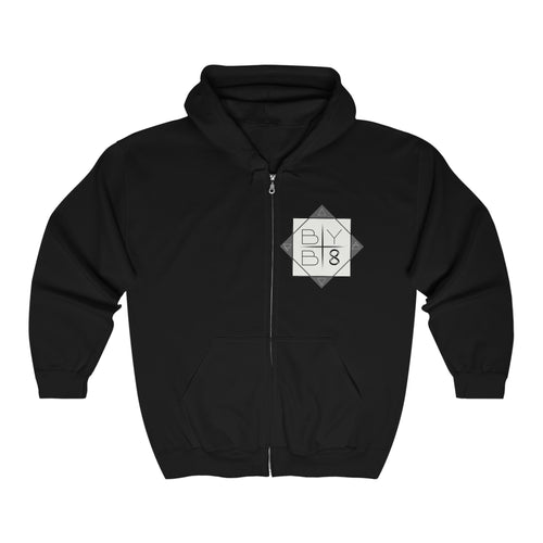 BYB 8 - White Logo Zip Hoodie (no background)